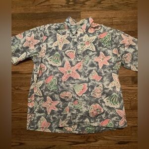 Reyn Spooner Hawaiian Starfish Reef Ocean Beach Shell Short Sleeve Shirt